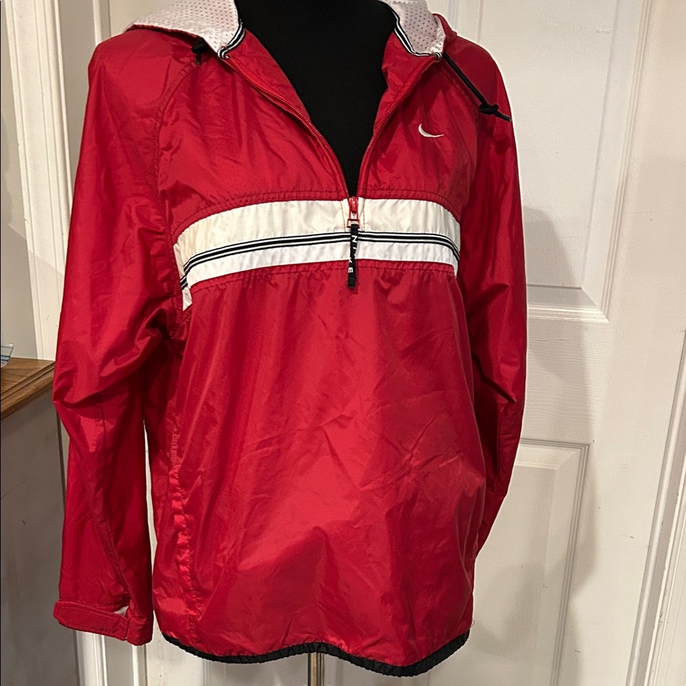 Nike Red and White Half-Zip Jacket